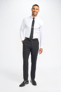 Roberto - Men's Black Shadow Stripes Formal Trousers
