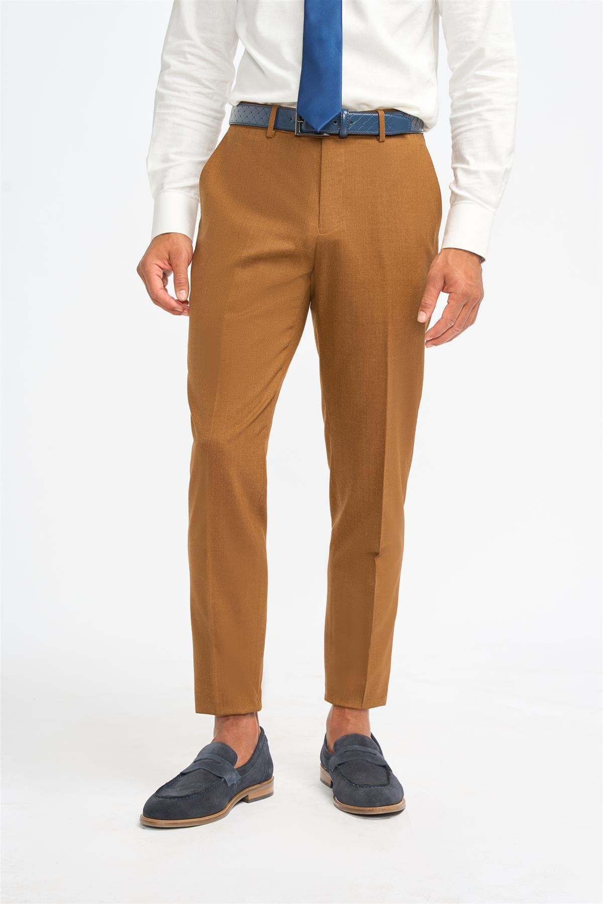 James - Men's Camel Brown Formal Trousers
