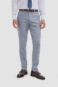 Mens Blue Check Vintage Trousers - Cavani Miles