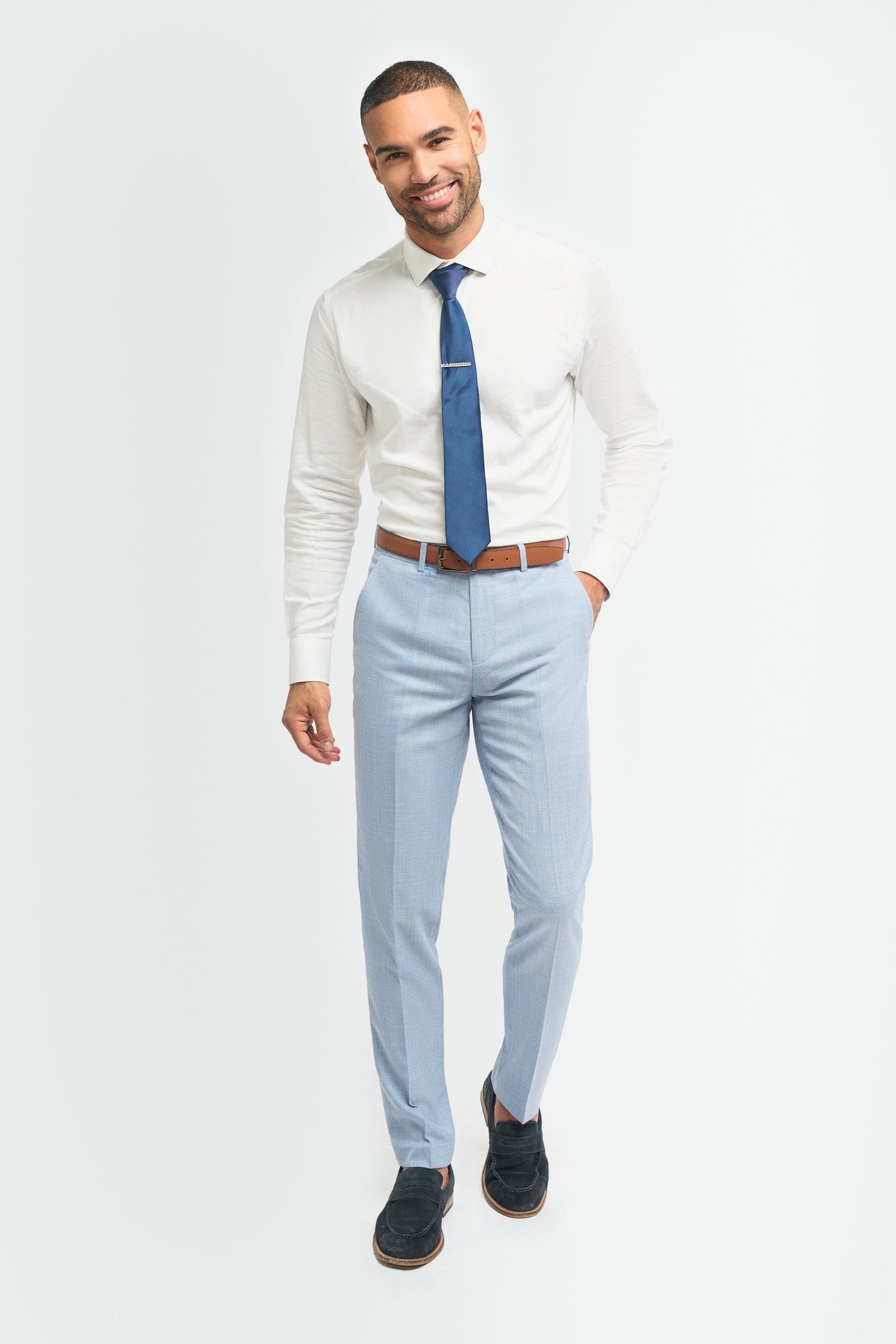 Miami - Men's Blue Crosshatch Trousers