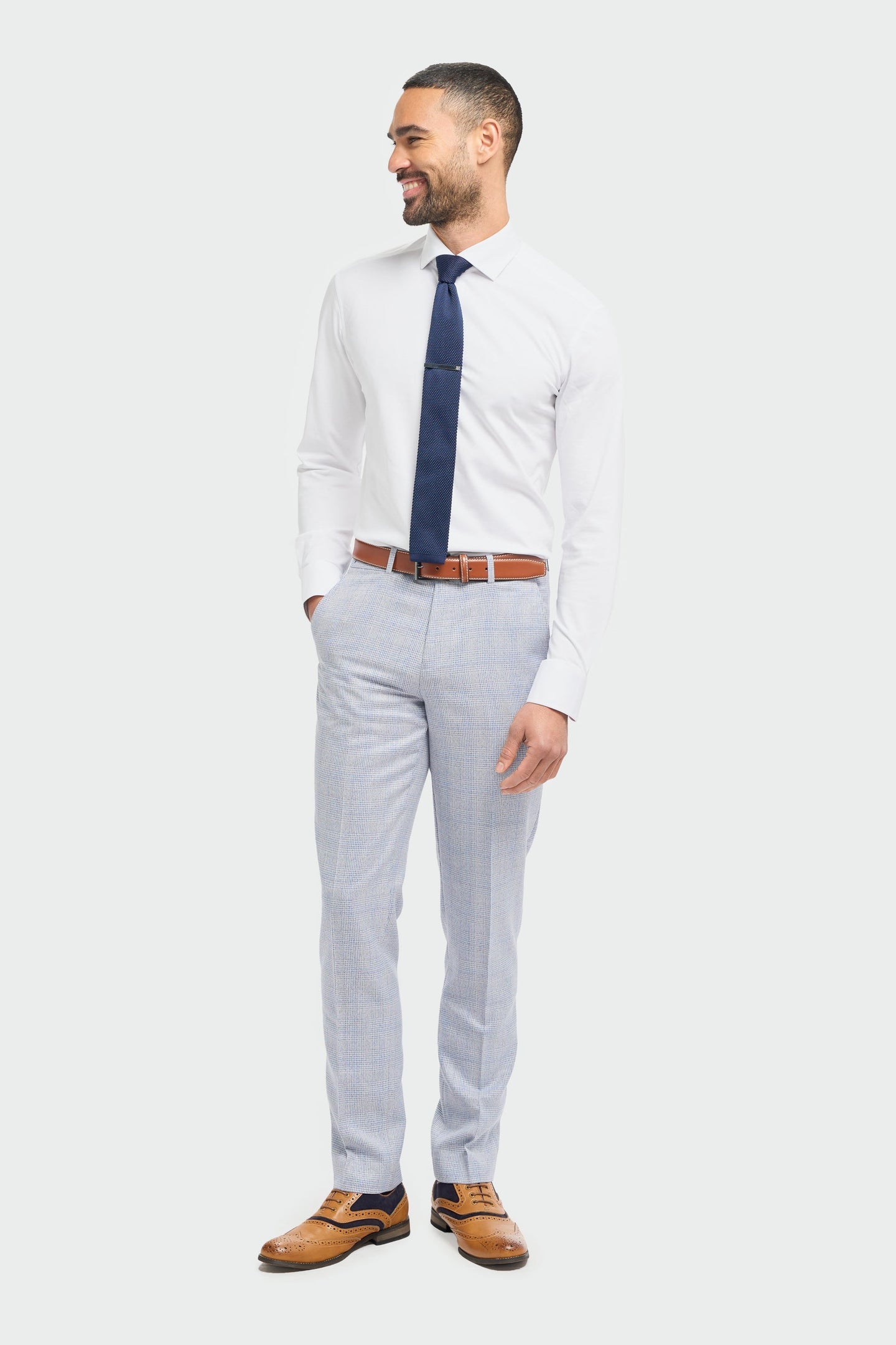 Caridi - Men's Light Blue Wedding Trousers