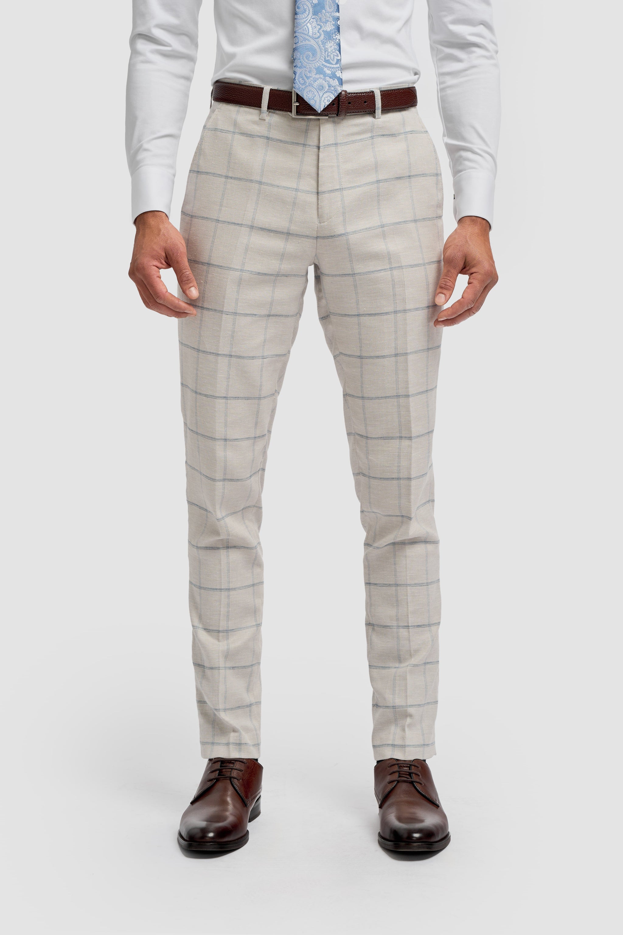 Gabriel - Men's Grey Checked Trousers