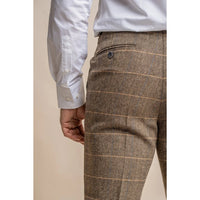 Albert - Men's Tan Brown Tweed Trousers