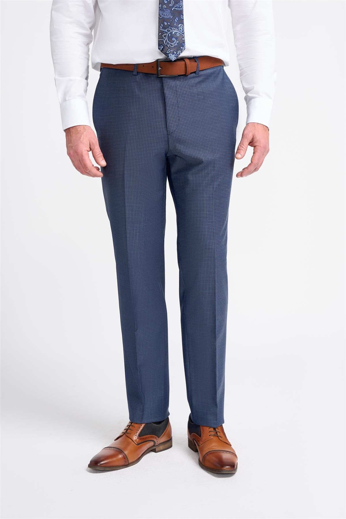Bond - Men's Navy Check Trousers