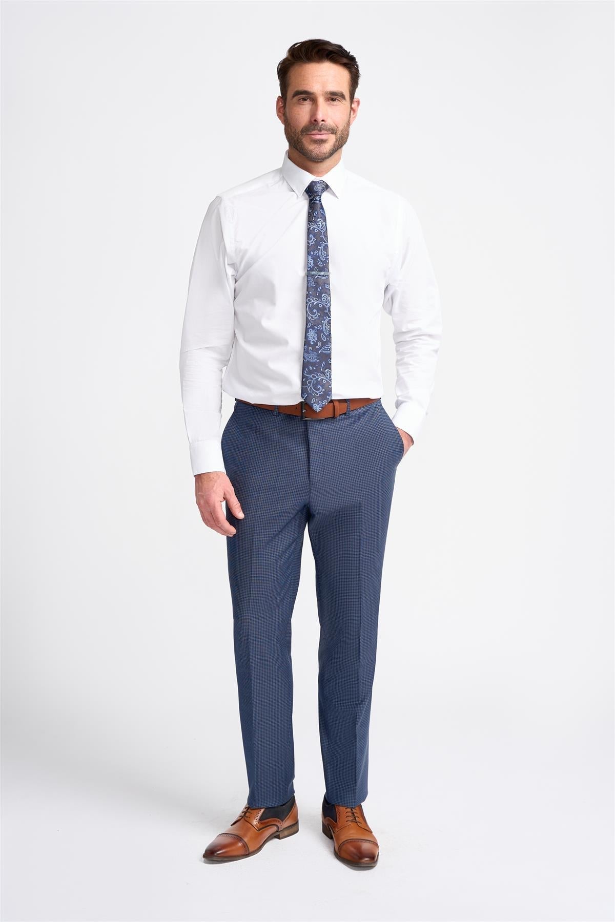 Bond - Men's Navy Check Trousers