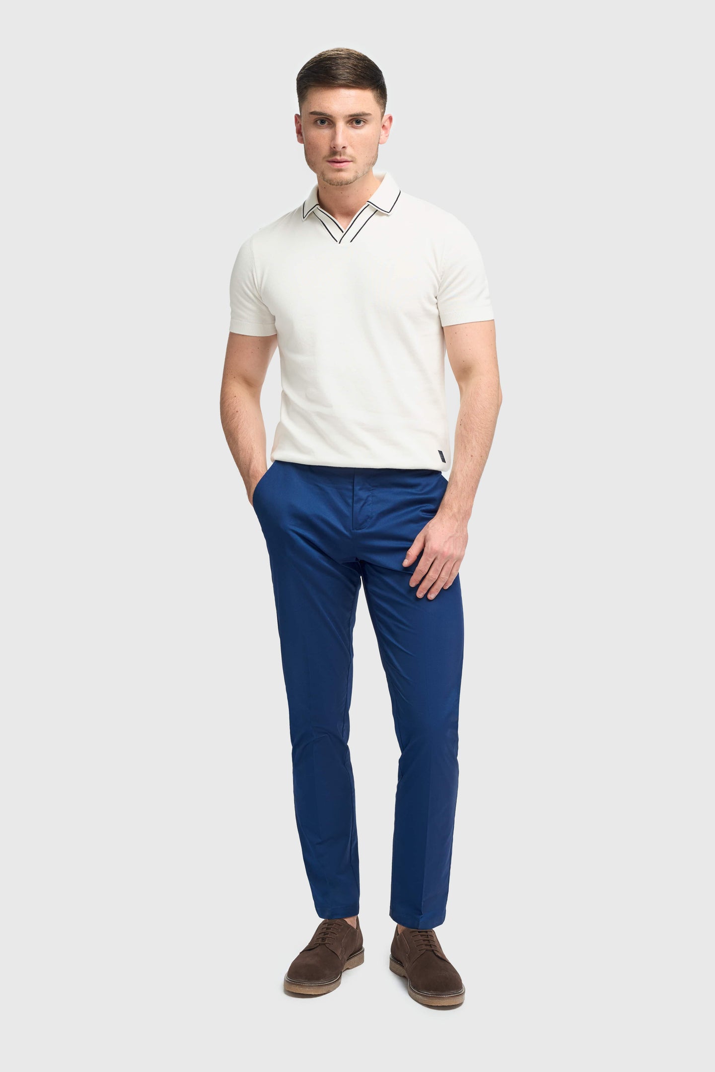Mario - Men's Summer Blue Smart Trousers