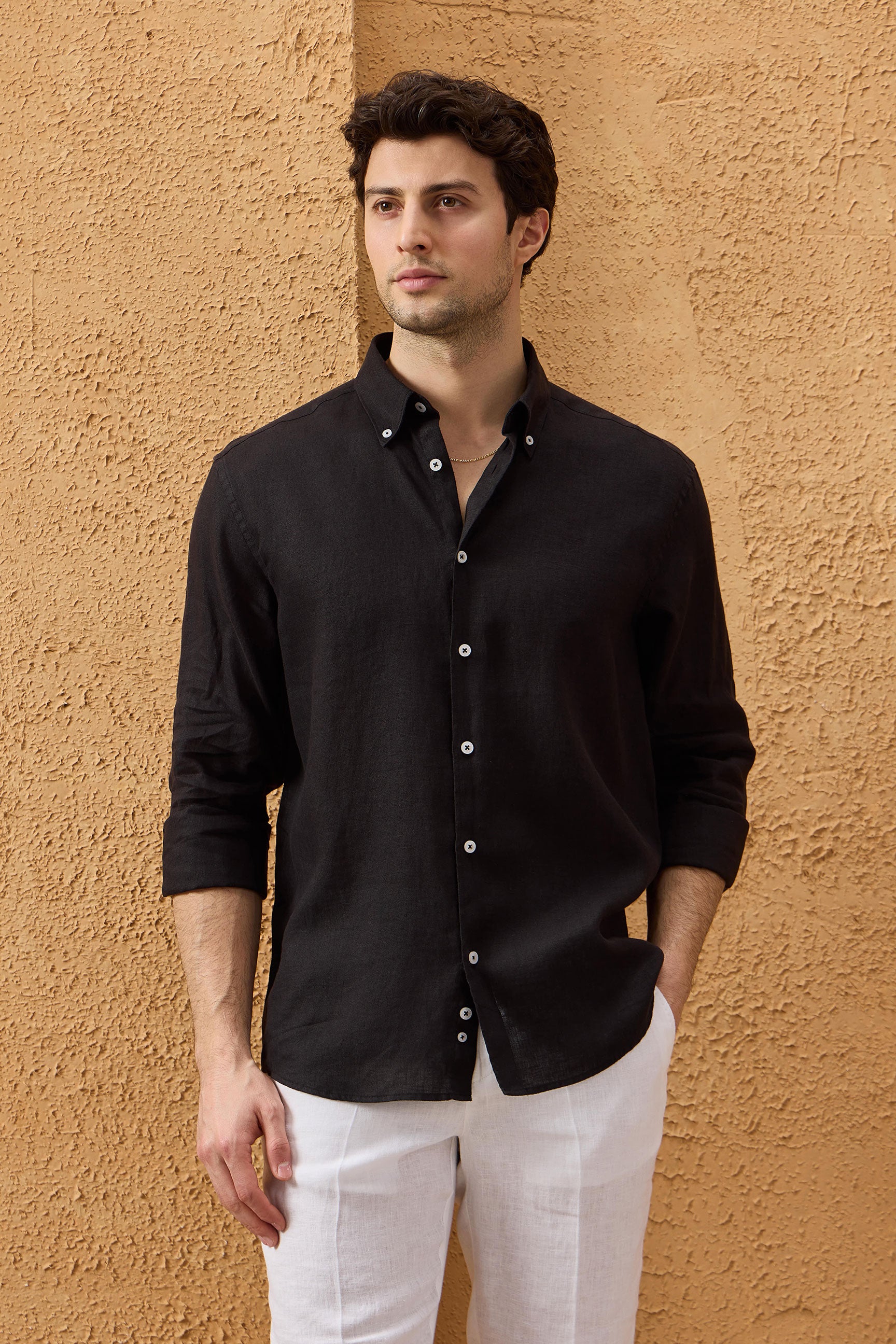black button down mens dress shirt Lenox Dress Shirt Classic Fit