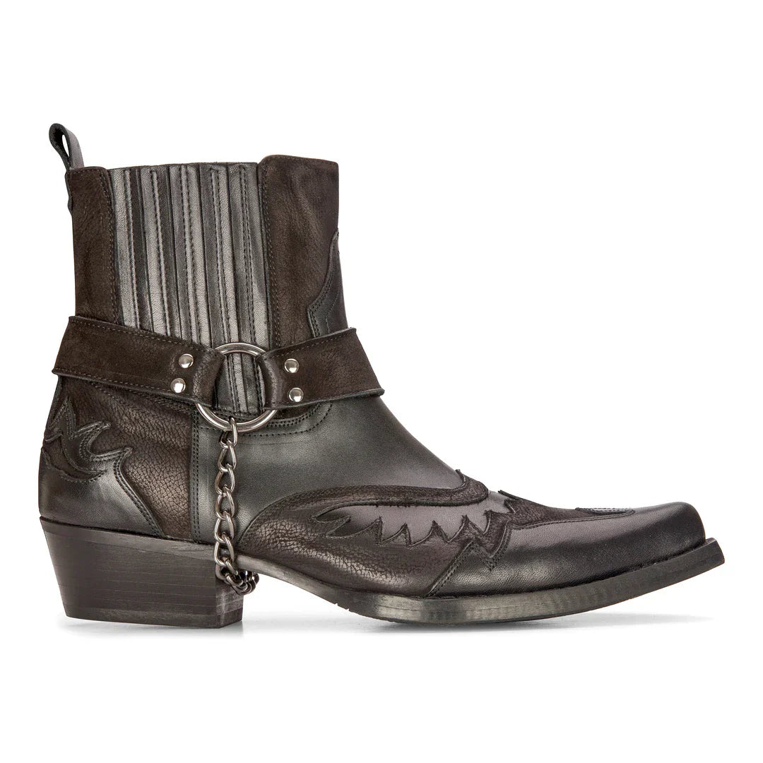Mens Western Black Cowboy Boots Vintage Pointed Knight Ankle  display picture 3