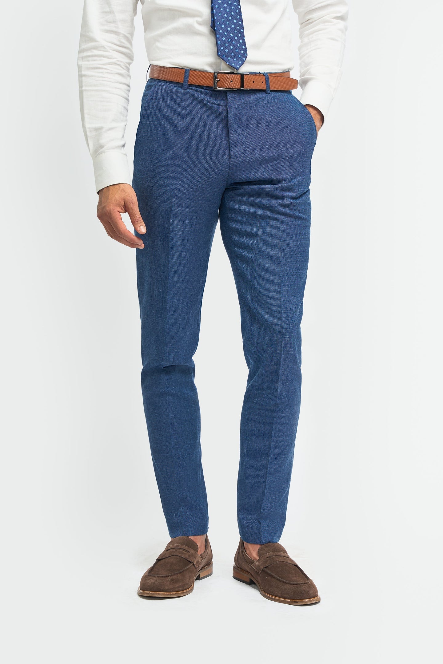Mens Blue Check Tweed Trosuers - Cavani Carnegi