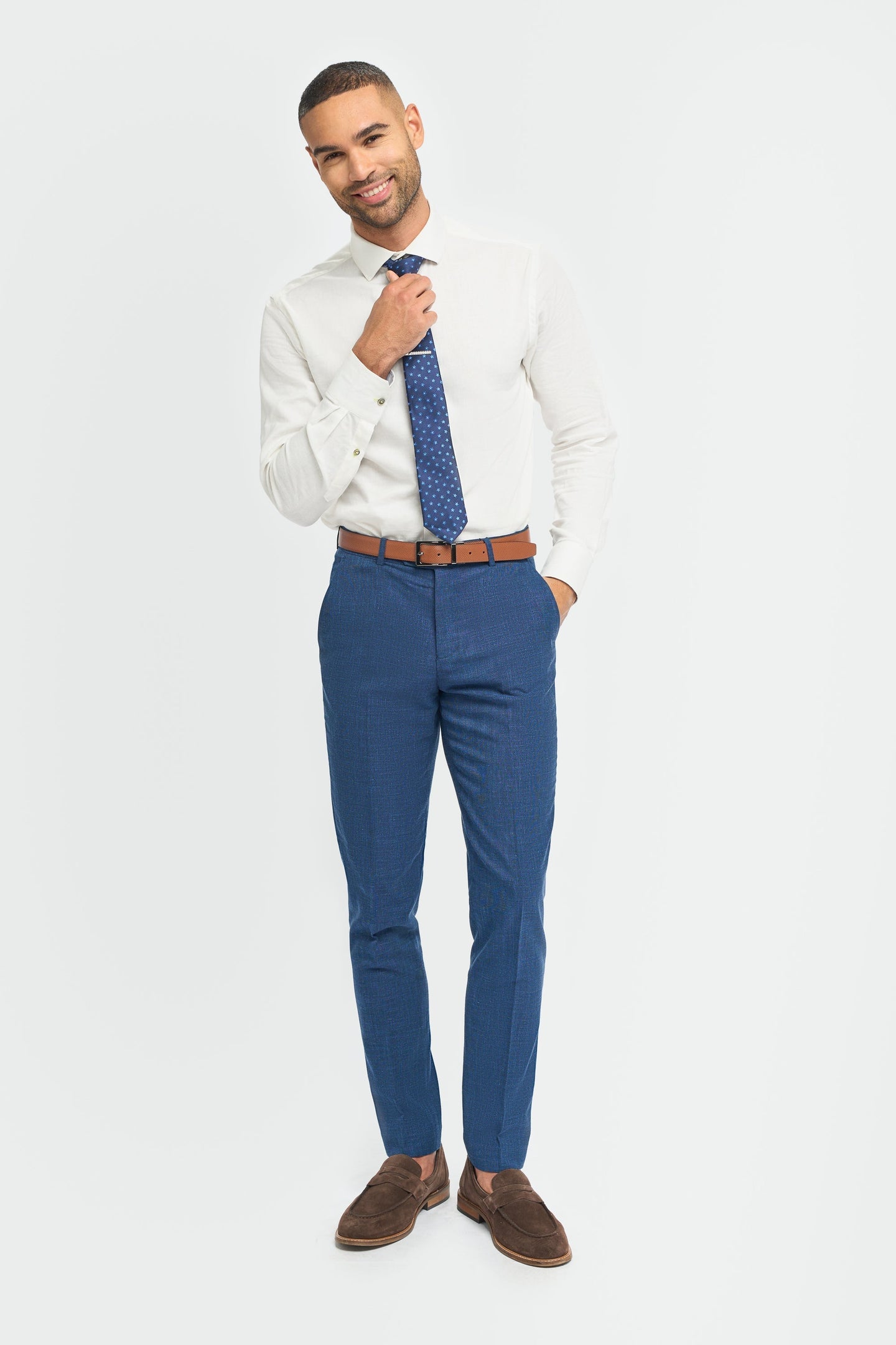 Mens Blue Check Tweed Trosuers - Cavani Carnegi
