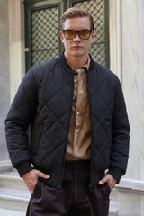 Men’s Black & Beige Reversible Bomber Lightweight Quilted 2-in-1 Jacket