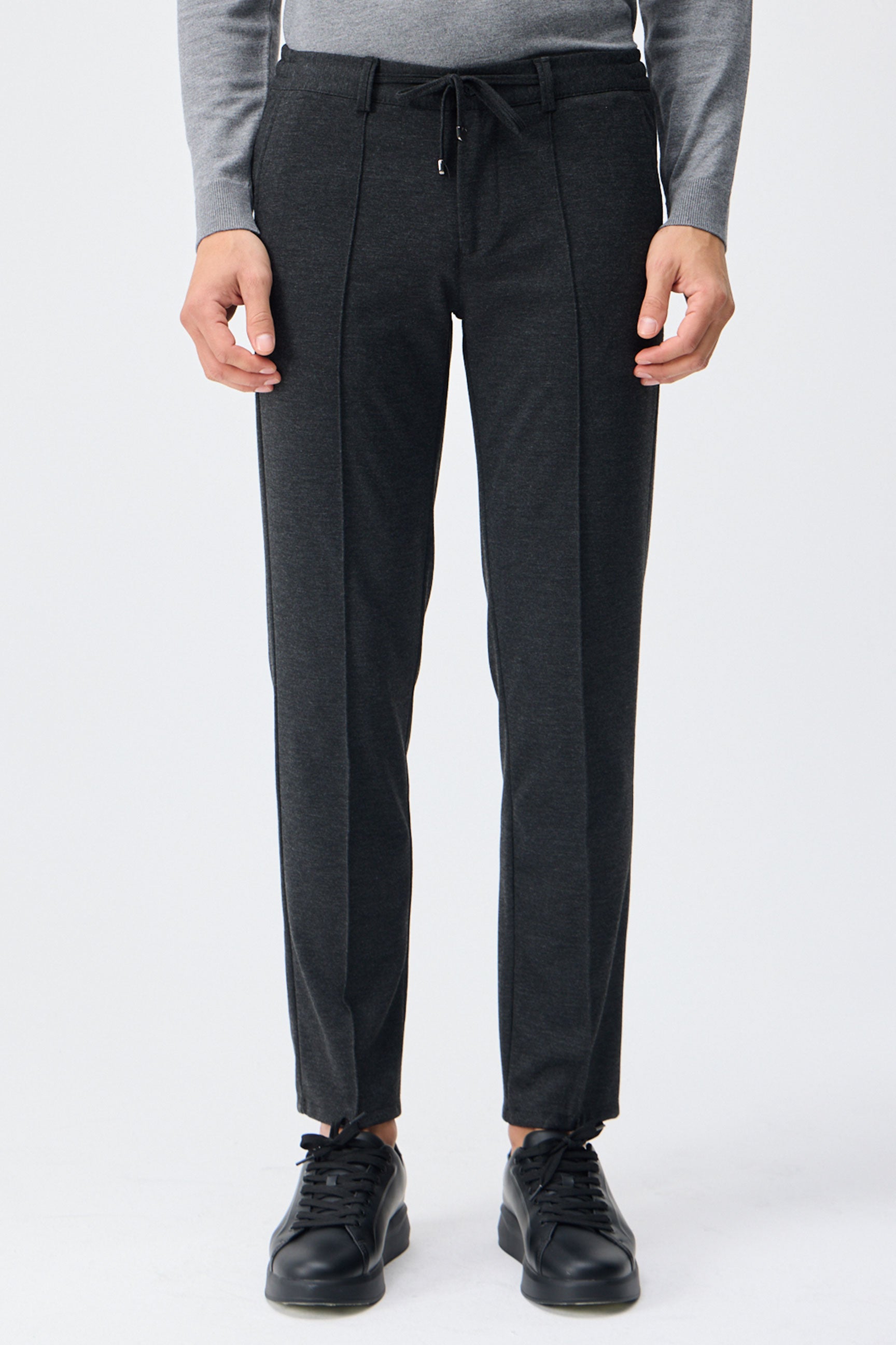 Men’s Charcoal Soft Jersey Smart Casual Suit Blazer Jacket & Trousers Set