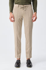Men’s Beige Soft Jersey Smart Casual Suit Blazer Jacket & Trousers Set