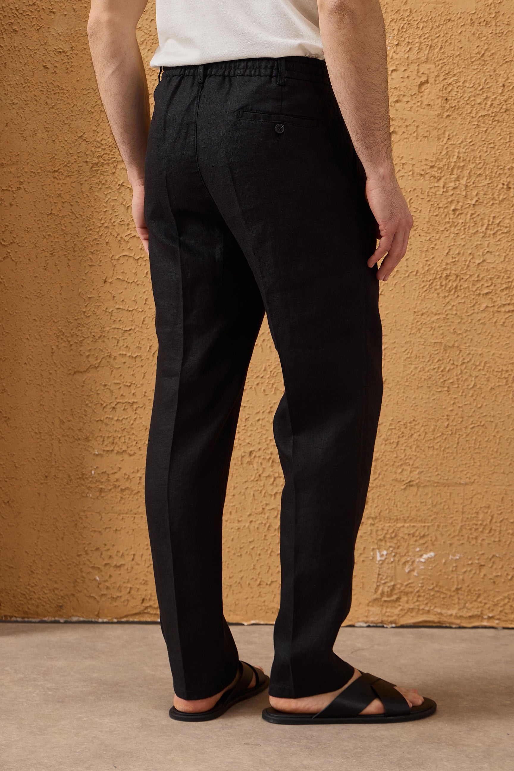 Men’s Black Linen Smart Casual 2 Piece Suit Zip Front Safari Style Summer