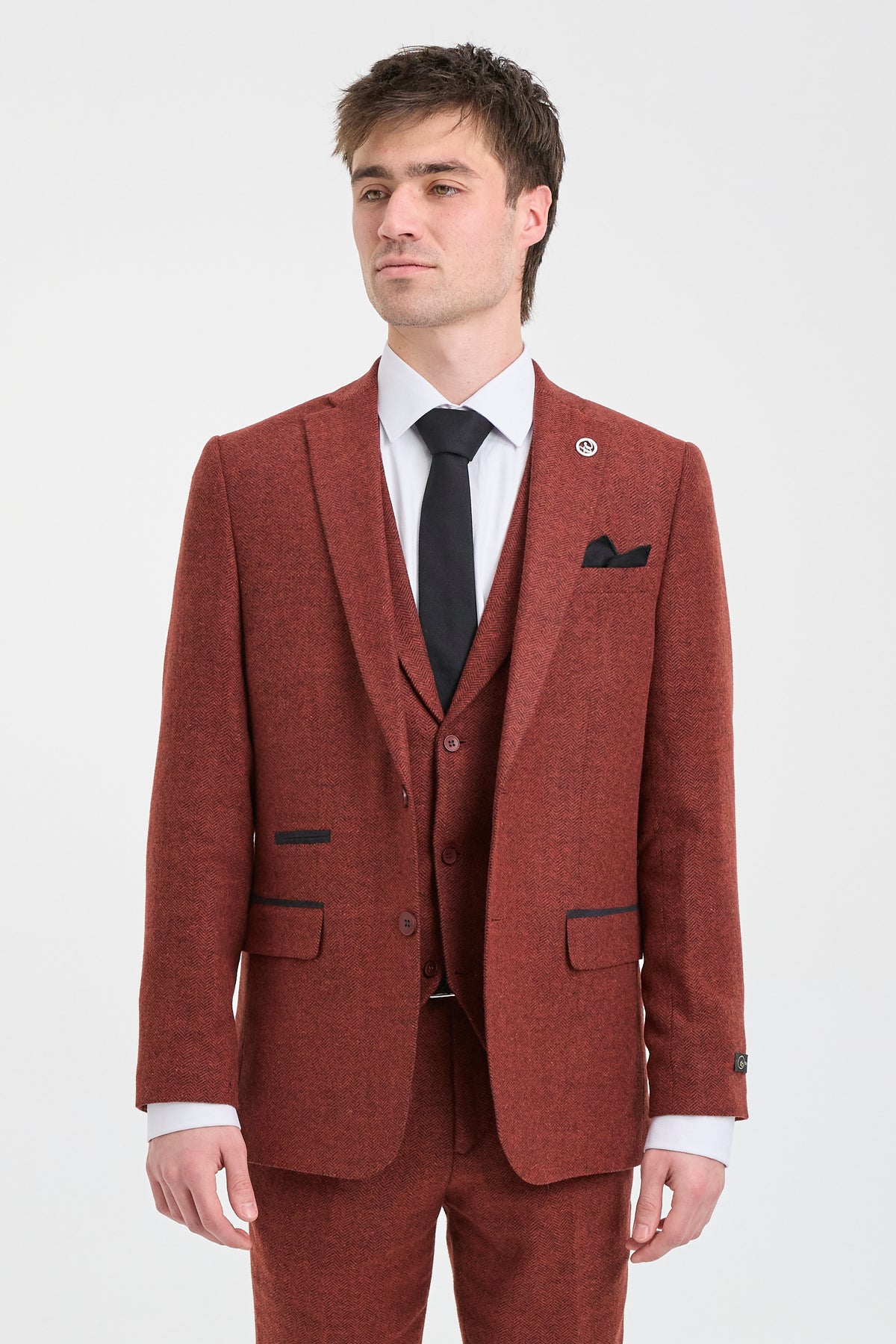 Rust Tweed Rust Herringbone Tweed 3 Piece Suit: Buy Online - Happy Gentleman
