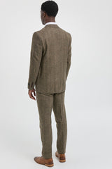 Oak-Brown Herringbone Tweed 3 Piece Suit