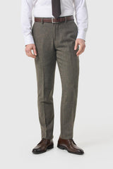 Gaston - Men's Tweed Olive Check Trousers