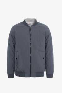 Men’s Grey & Beige Reversible Bomber Lightweight Quilted 2-in-1 Jacket
