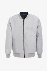 Men’s Grey & Beige Reversible Bomber Lightweight Quilted 2-in-1 Jacket