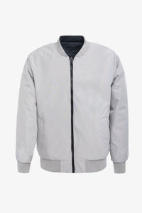 Men’s Grey & Beige Reversible Bomber Lightweight Quilted 2-in-1 Jacket