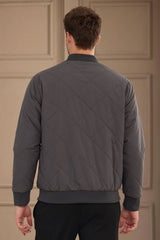 Men’s Grey & Beige Reversible Bomber Lightweight Quilted 2-in-1 Jacket