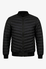 Men’s Black Quilted Bomber Lightweight Padded Zip Jacket