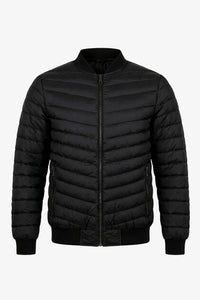 Men’s Black Quilted Bomber Lightweight Padded Zip Jacket