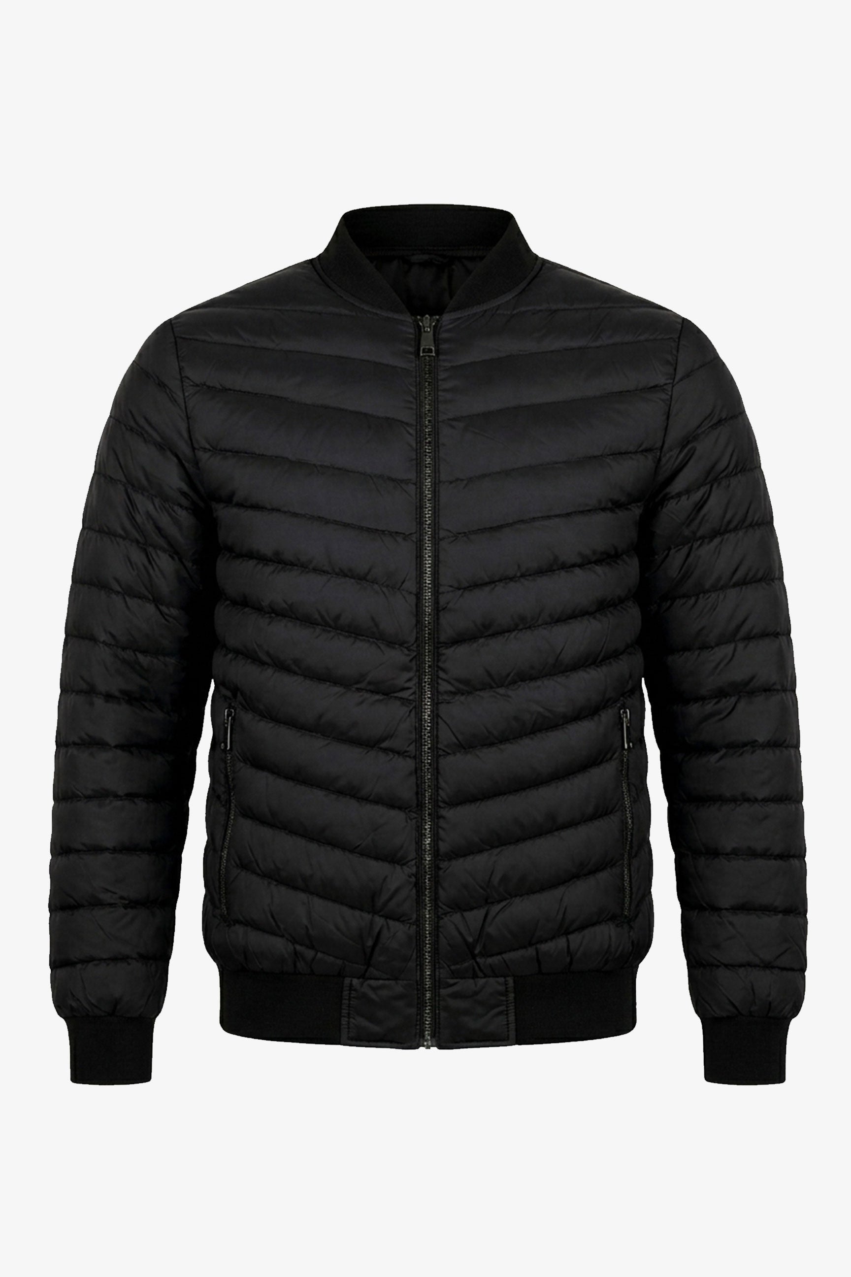 Men’s Black Quilted Bomber Lightweight Padded Zip Jacket
