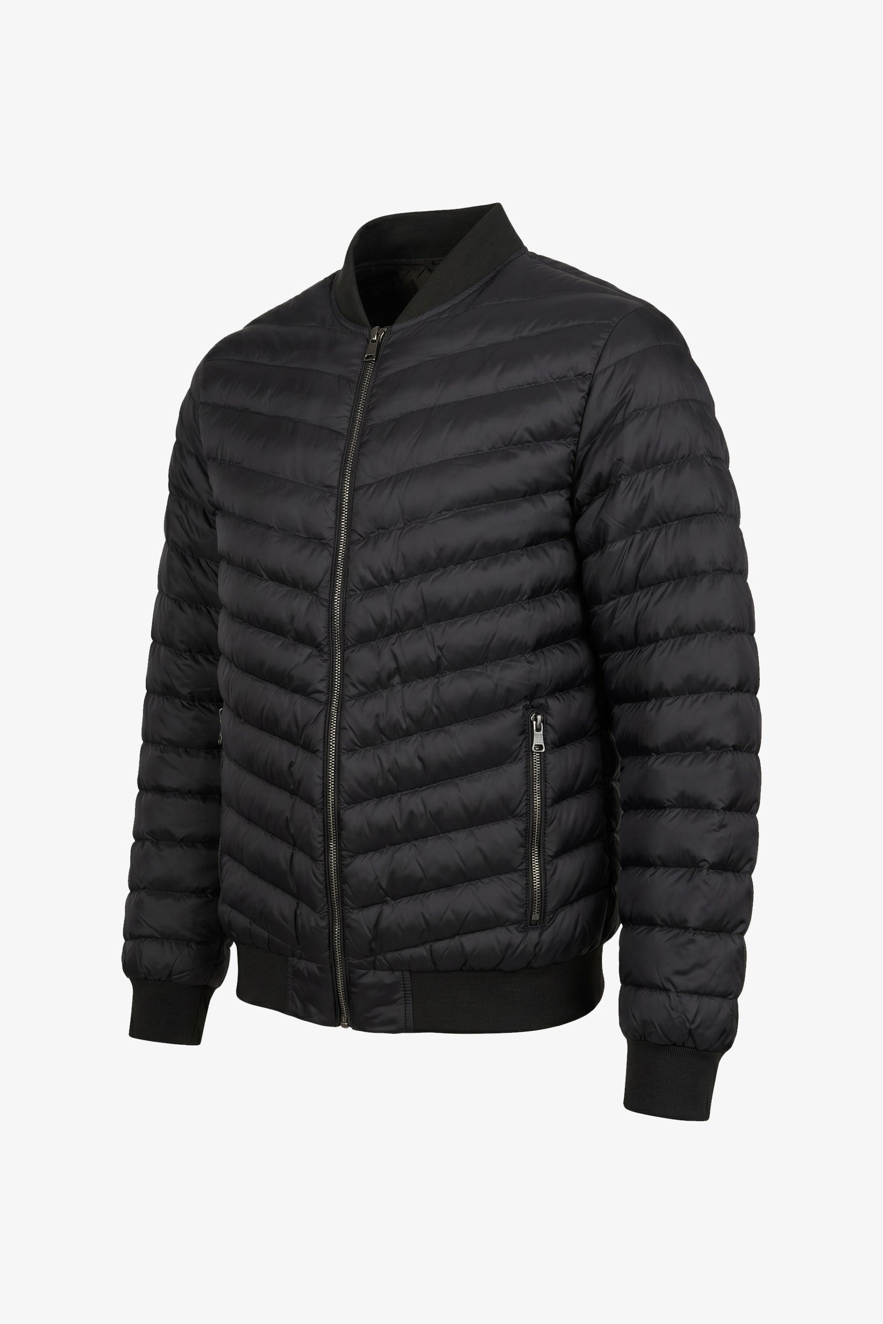 Men’s Black Quilted Bomber Lightweight Padded Zip Jacket