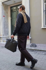 Men’s Black & Beige Reversible Bomber Lightweight Quilted 2-in-1 Jacket