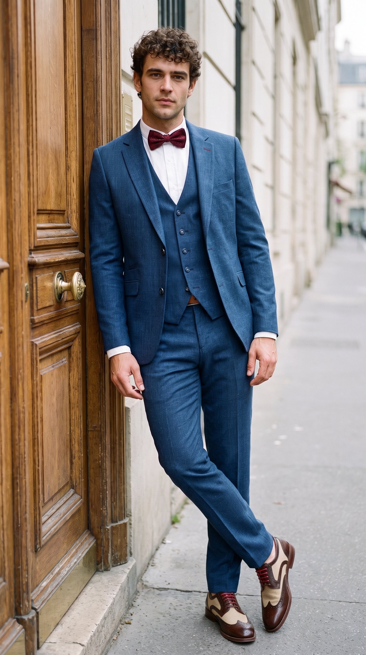 Look #839 styled with Mens Blue Summer Linen Suit