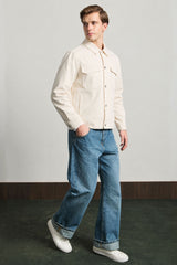 Men’s Beige Cotton Twill Jacket - Trucker Overshirt