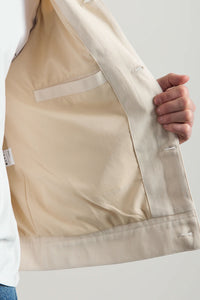Men’s Beige Cotton Twill Jacket - Trucker Overshirt