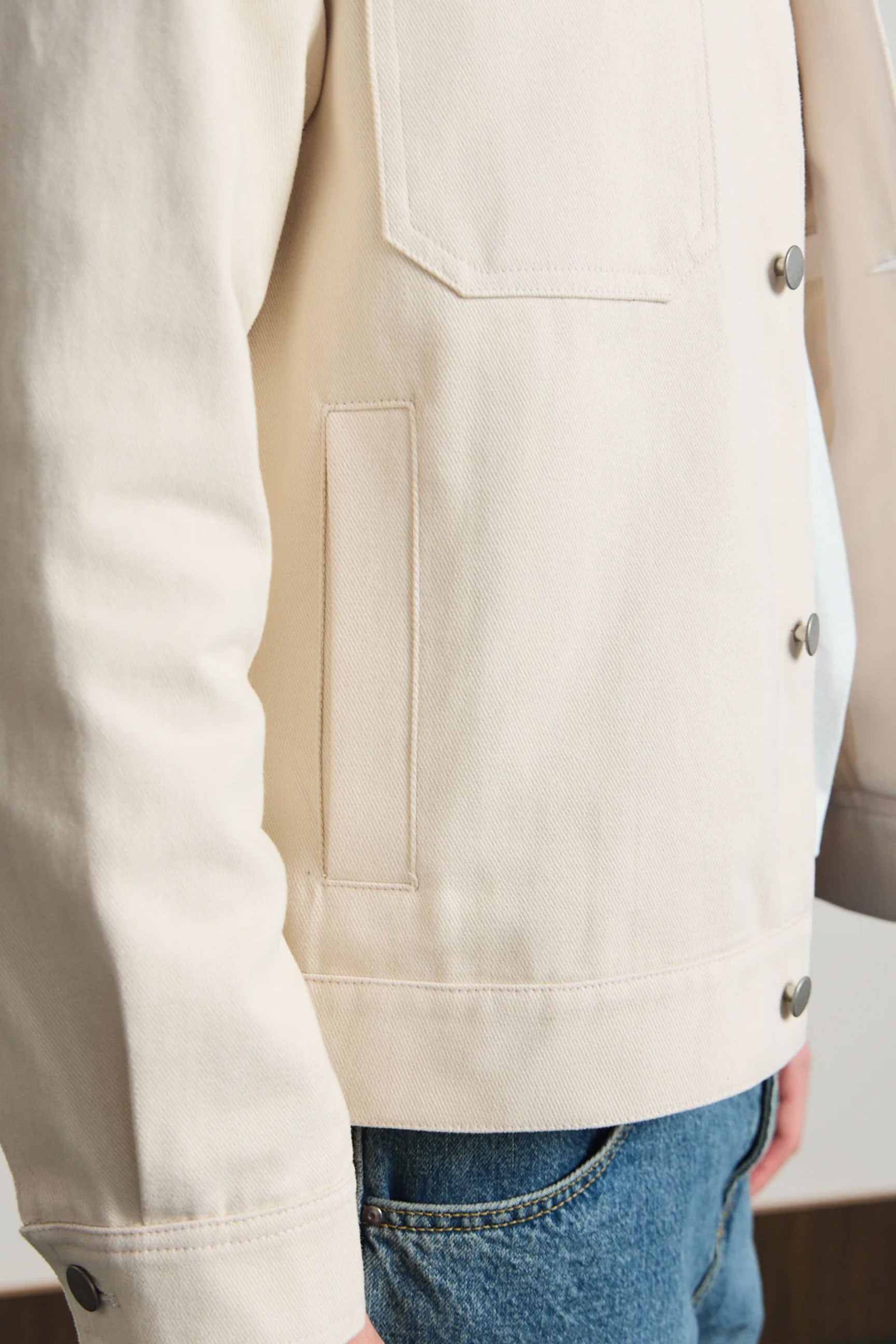 Men’s Beige Cotton Twill Jacket - Trucker Overshirt