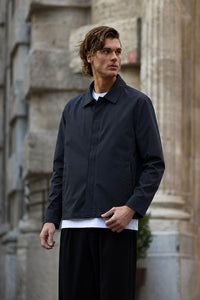 Men’s Black Collared Waterproof Harrington Jacket