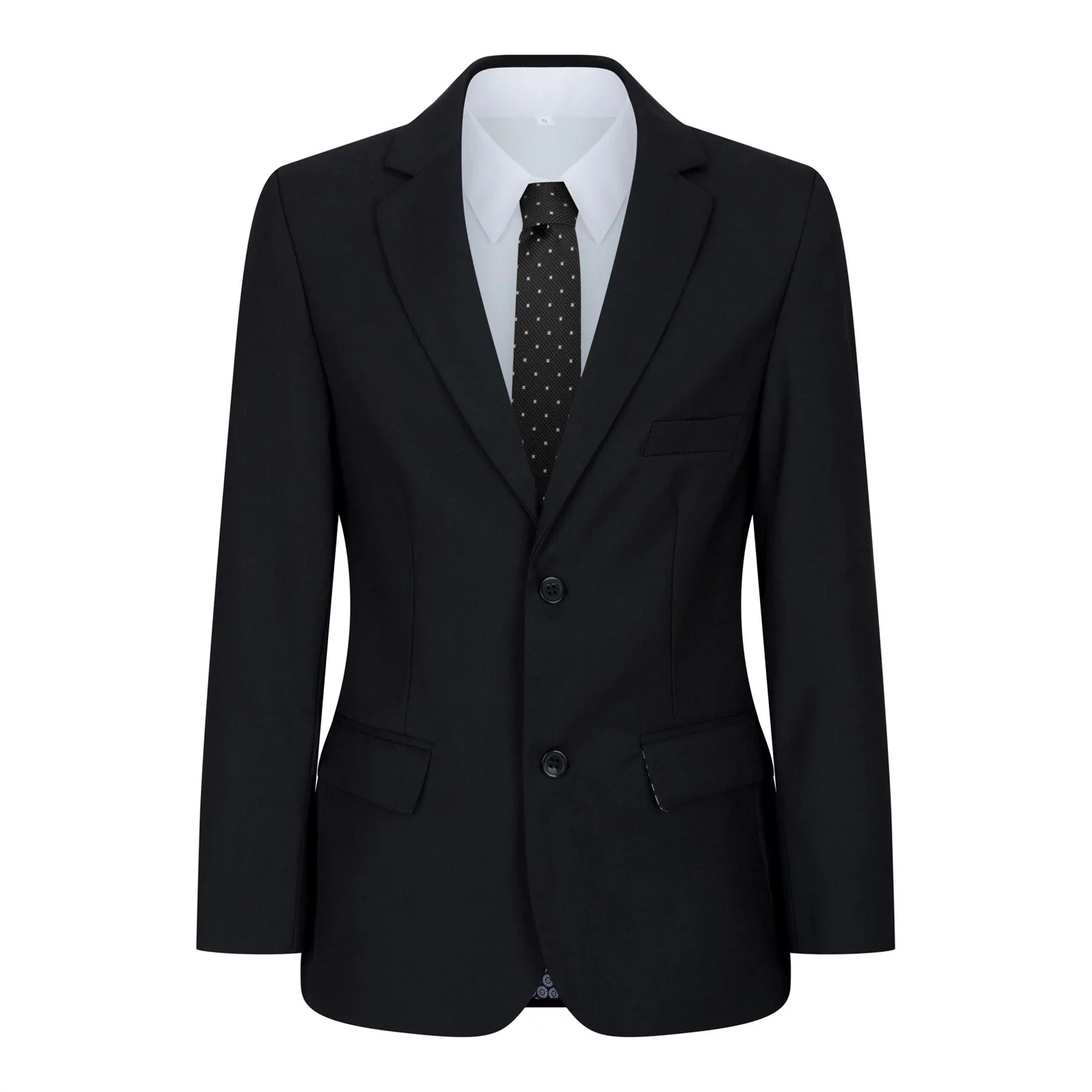 Boys Black 5 Piece Suit Blazer Waistcoat Shirt Tie Trousers Wedding Funeral