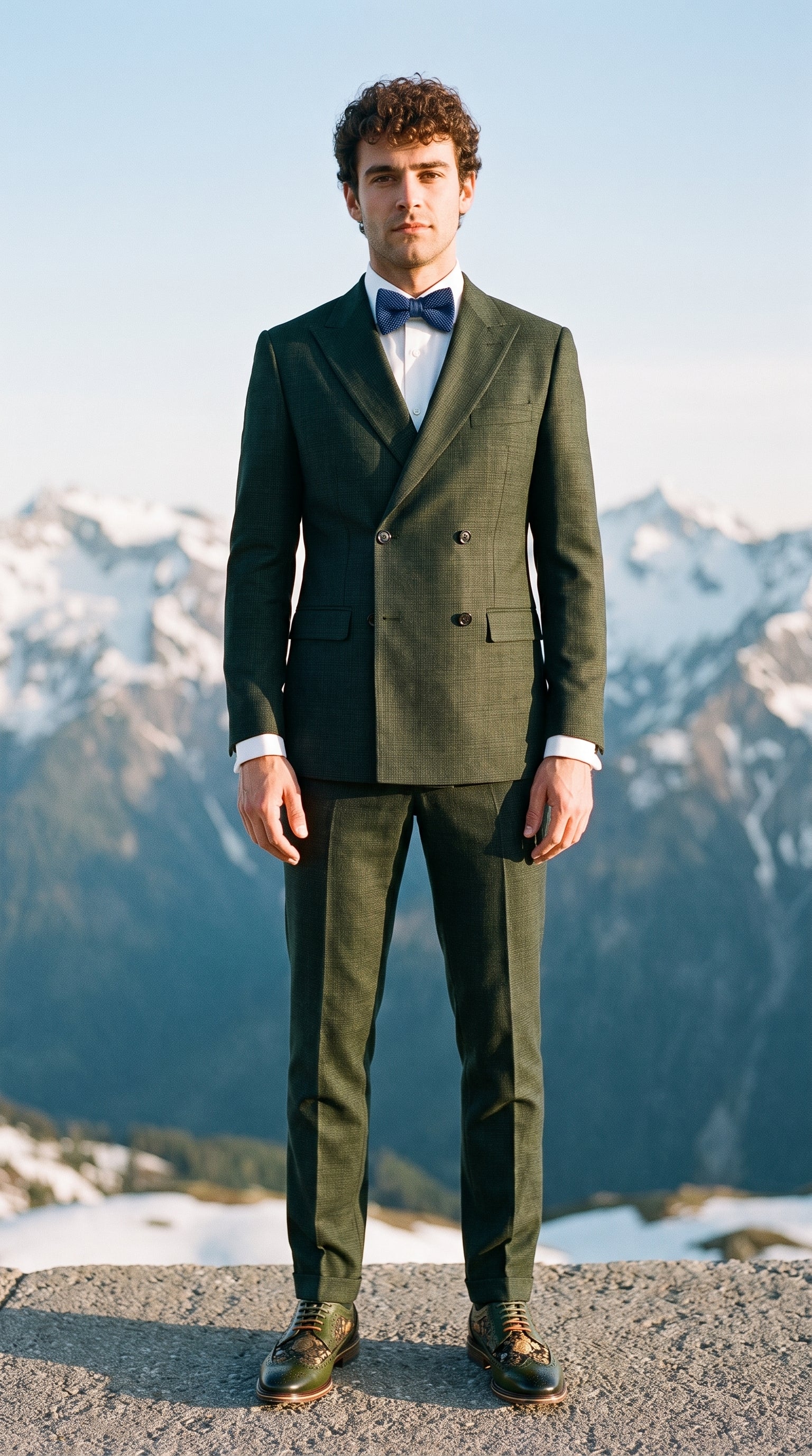Look #345 styled with Caridi - Men's 2 Piece Olive Green Double Breasted Suit