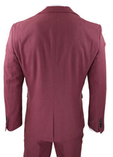 Mens Wool 3 Piece Burgundy Red Suit Double Breasted Wedding Party Vintage 1920s