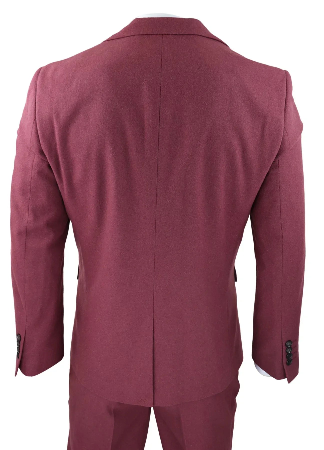 Mens Wool 3 Piece Burgundy Red Suit Double Breasted Wedding Party Vintage 1920s