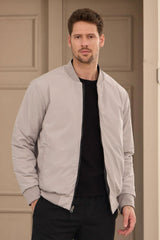 Men’s Grey & Beige Reversible Bomber Lightweight Quilted 2-in-1 Jacket