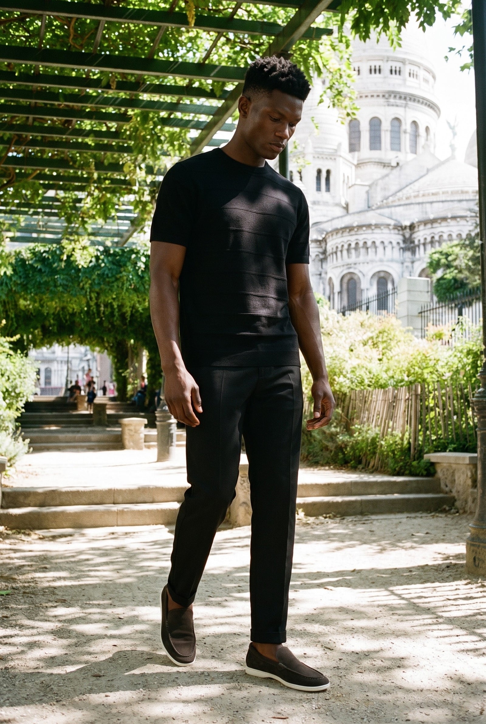Look #870 styled with Men’s Black Pleated Gurkha Trousers Adjustable Waist Tailored Tapered Fit
