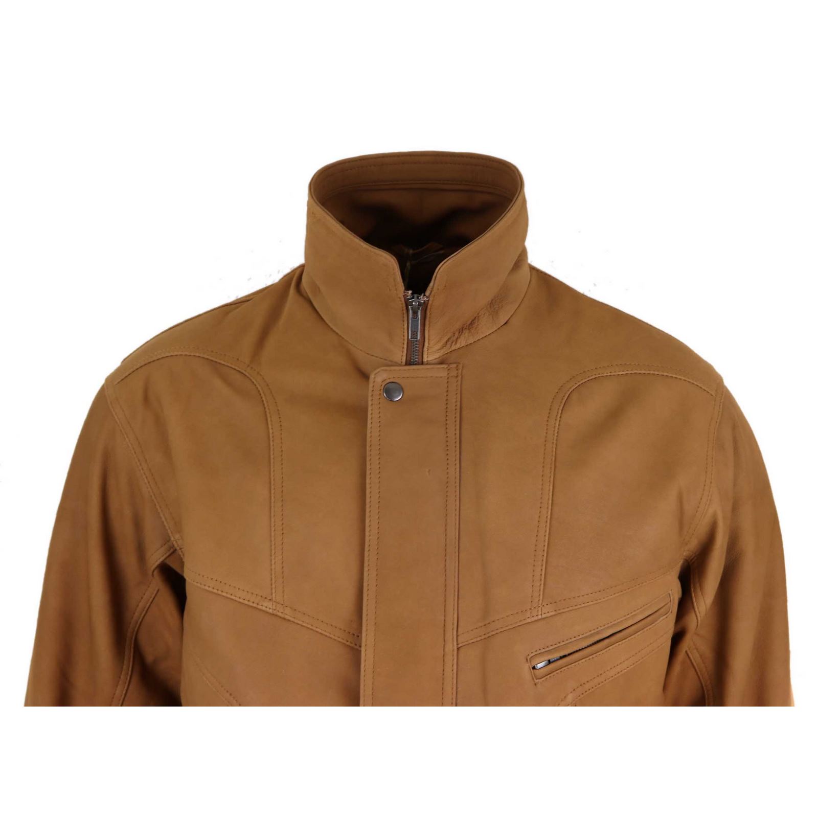 Mens Classic Nubuck Leather Bomber Jacket - Tan: Buy Online