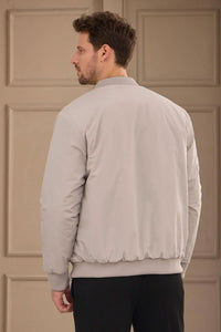 Men’s Black & Beige Reversible Bomber Lightweight Quilted 2-in-1 Jacket