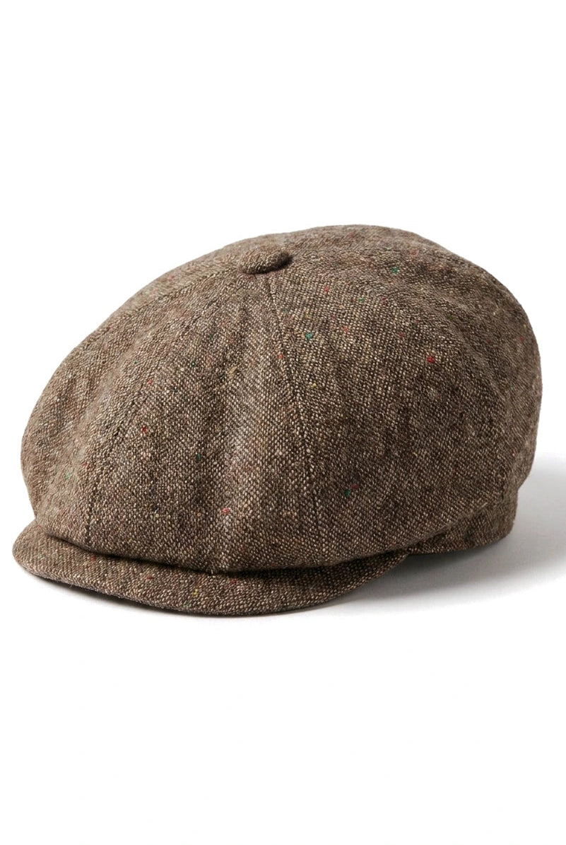 8 Panel Baker Boy Cap Shelby Hat Wool Tweed Classic Brown Razor