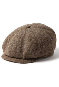 8 Panel Baker Boy Cap Shelby Hat Wool Tweed Classic Brown Razor