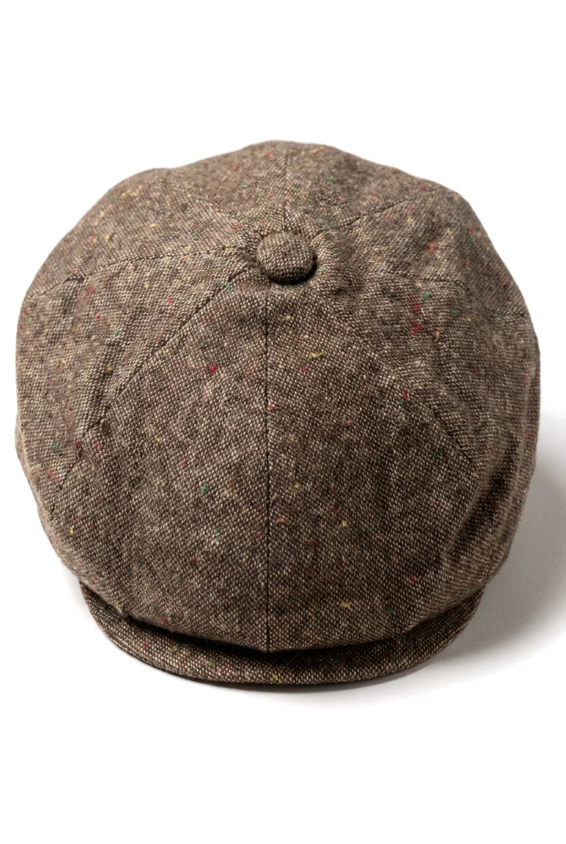 8 Panel Baker Boy Cap Shelby Hat Wool Tweed Classic Brown Razor