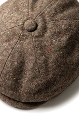 8 Panel Baker Boy Cap Shelby Hat Wool Tweed Classic Brown Razor