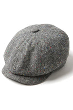 8 Panel Baker Boy Cap Shelby Hat Wool Tweed Classic Grey Razor