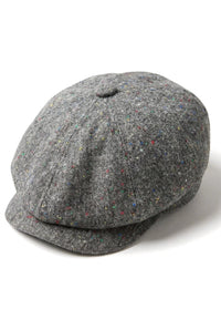 8 Panel Baker Boy Cap Shelby Hat Wool Tweed Classic Grey Razor