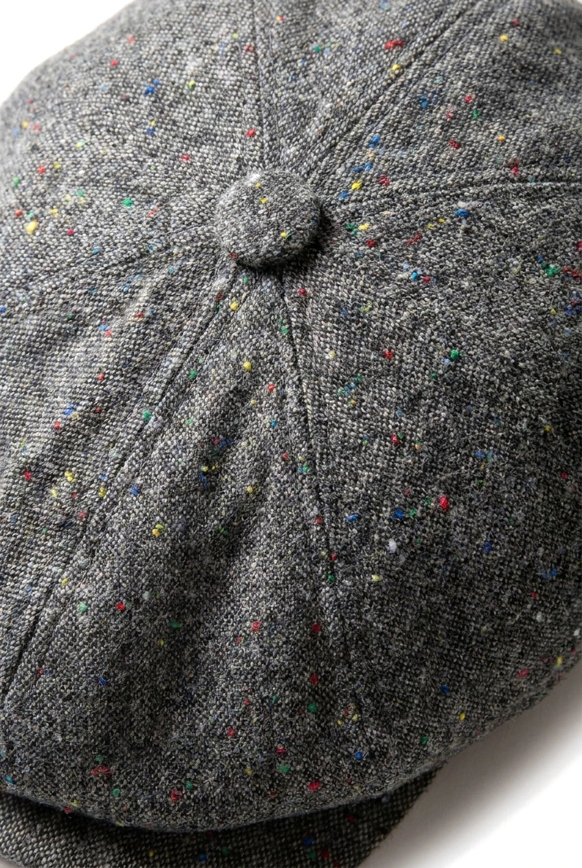 8 Panel Baker Boy Cap Shelby Hat Wool Tweed Classic Grey Razor